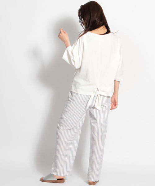 niko and...（ニコアンド）の「コーマＣ裾ノットビッグプルオーバー（Tシャツ/カットソー・レディース・オフホワイト/ライトグリーン/ブラック・MEDIUM/LARGE）」の7枚目の写真