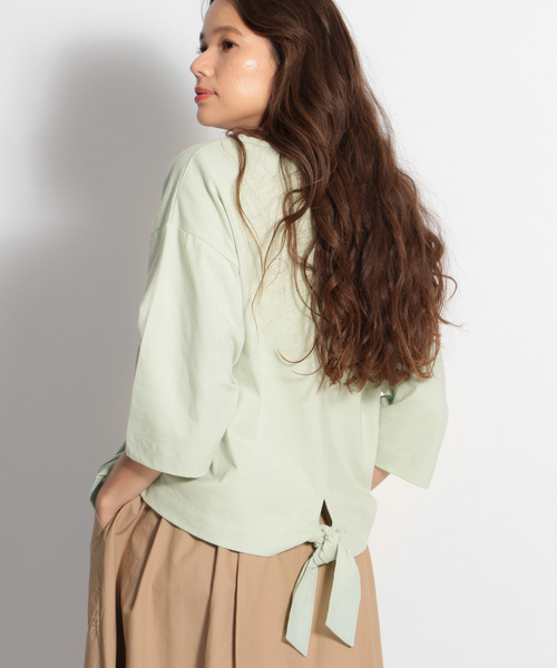 niko and...（ニコアンド）の「コーマＣ裾ノットビッグプルオーバー（Tシャツ/カットソー・レディース・オフホワイト/ライトグリーン/ブラック・MEDIUM/LARGE）」の12枚目の写真