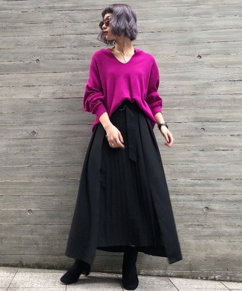 PAGEBOY（ページボーイ）の「【WEB限定】プリーツ切り換えフレアスカート（スカート・レディース・ブラック系その他/ブラック/ホワイト系その他2・FREE）」の13枚目の写真