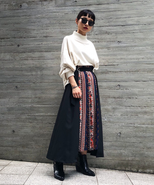 PAGEBOY（ページボーイ）の「【WEB限定】プリーツ切り換えフレアスカート（スカート・レディース・ブラック系その他/ブラック/ホワイト系その他2・FREE）」の8枚目の写真