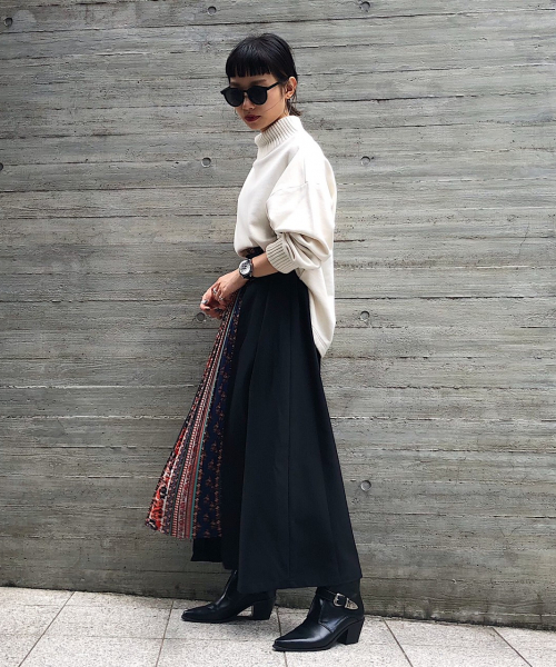 PAGEBOY（ページボーイ）の「【WEB限定】プリーツ切り換えフレアスカート（スカート・レディース・ブラック系その他/ブラック/ホワイト系その他2・FREE）」の7枚目の写真