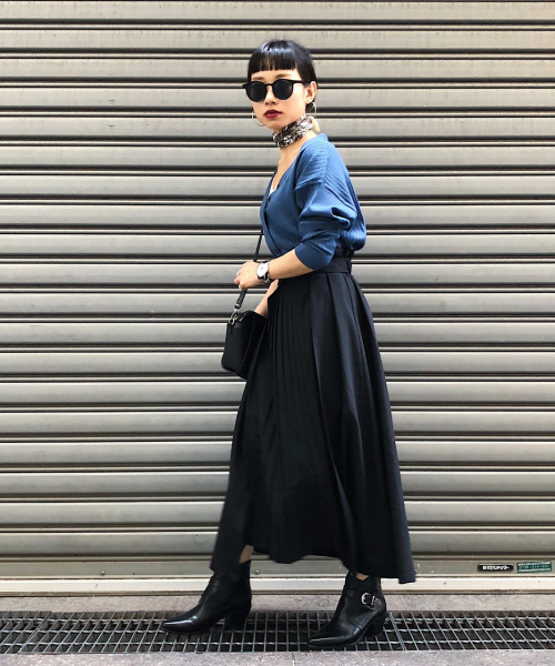 PAGEBOY（ページボーイ）の「【WEB限定】プリーツ切り換えフレアスカート（スカート・レディース・ブラック系その他/ブラック/ホワイト系その他2・FREE）」の4枚目の写真