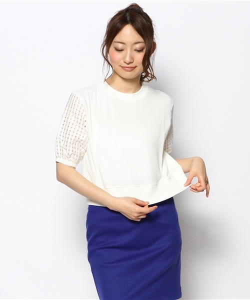 Khaju(カージュ)の「Khaju:シアーミックスショートスリーブ(スウェット・レディース・オフホワイト/グレー・ONE SIZE)」の9枚目の写真