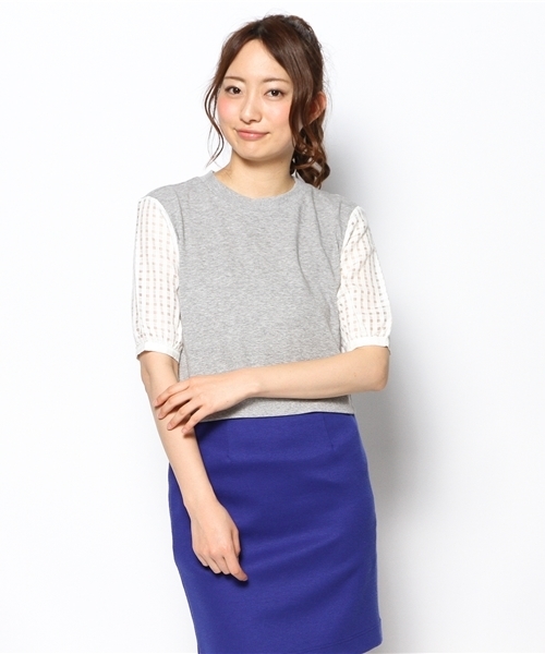 Khaju(カージュ)の「Khaju:シアーミックスショートスリーブ(スウェット・レディース・オフホワイト/グレー・ONE SIZE)」の11枚目の写真