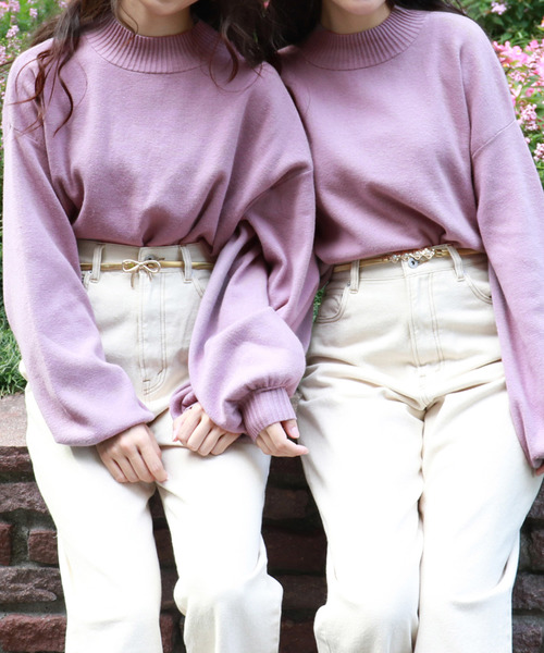 PairPair（ペアペア）の「ハイネック袖ボリュームニットプルオーバー（ニット/セーター・レディース・ブラック/ライトグリーン/アイボリー/モカ/ラベンダー・FREE）」の5枚目の写真