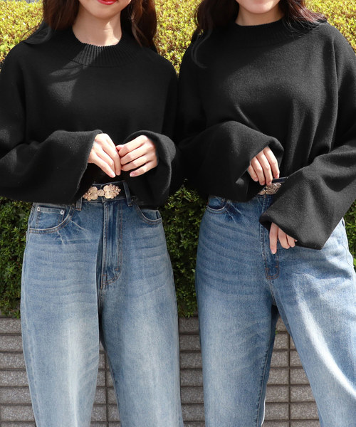 PairPair（ペアペア）の「ハイネック袖ボリュームニットプルオーバー（ニット/セーター・レディース・ブラック/ライトグリーン/アイボリー/モカ/ラベンダー・FREE）」の2枚目の写真