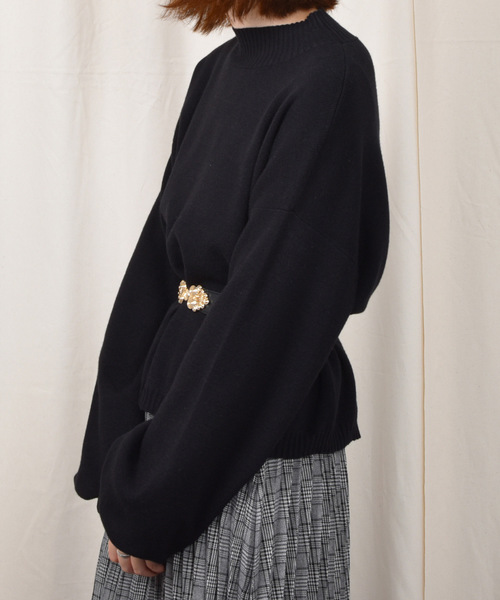 PairPair（ペアペア）の「ハイネック袖ボリュームニットプルオーバー（ニット/セーター・レディース・ブラック/ライトグリーン/アイボリー/モカ/ラベンダー・FREE）」の7枚目の写真