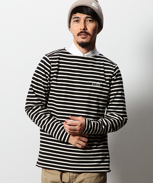 coen(コーエン)の「【MBC】バスクボーダーボートネックカットソー(Tシャツ/カットソー・メンズ・ブラック/グレー/ベージュ・LARGE/X-SMALL/X-LARGE/SMALL/MEDIUM)」の2枚目の写真