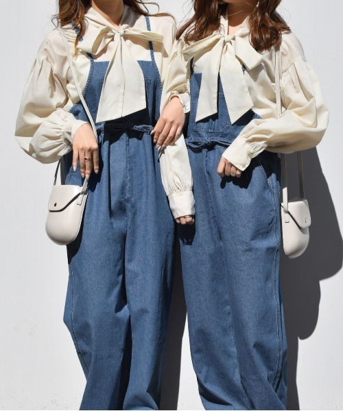 PairPair（ペアペア）の「無地＆チェック柄ボウタイブラウス（シャツ/ブラウス・レディース・ベージュ/オフホワイト/ホワイト系その他/ライトベージュ・FREE）」の4枚目の写真