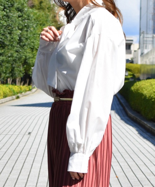 PairPair（ペアペア）の「無地＆チェック柄ボウタイブラウス（シャツ/ブラウス・レディース・ベージュ/オフホワイト/ホワイト系その他/ライトベージュ・FREE）」の9枚目の写真