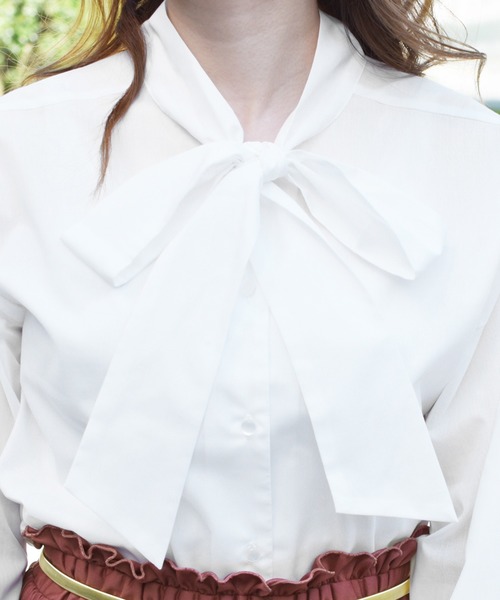PairPair（ペアペア）の「無地＆チェック柄ボウタイブラウス（シャツ/ブラウス・レディース・ベージュ/オフホワイト/ホワイト系その他/ライトベージュ・FREE）」の15枚目の写真