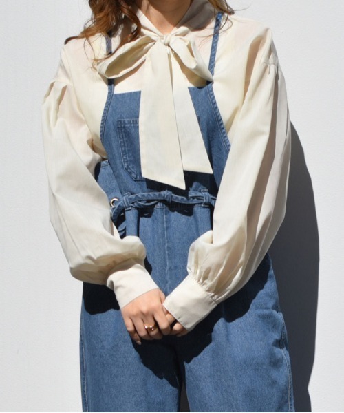 PairPair（ペアペア）の「無地＆チェック柄ボウタイブラウス（シャツ/ブラウス・レディース・ベージュ/オフホワイト/ホワイト系その他/ライトベージュ・FREE）」の12枚目の写真