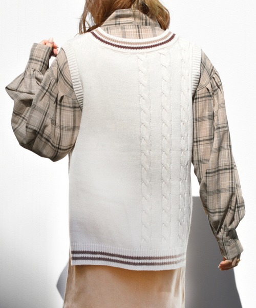 PairPair（ペアペア）の「無地＆チェック柄ボウタイブラウス（シャツ/ブラウス・レディース・ベージュ/オフホワイト/ホワイト系その他/ライトベージュ・FREE）」の21枚目の写真