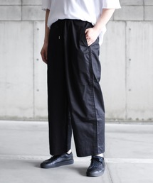 KAZUYUKI KUMAGAI ATTACHMENT | 80/1高密度サテン ハイウエストワイドパンツ(スラックス)