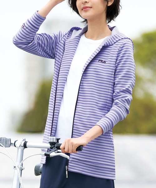 FILA(フィラ)の「FILA ボーダージャケット(パーカー・レディース・ブラック/パープル/マスタード・MEDIUM/LARGE/X-LARGE/XX-LARGE/XXX-LARGE/XXXX-LARGE)」の2枚目の写真