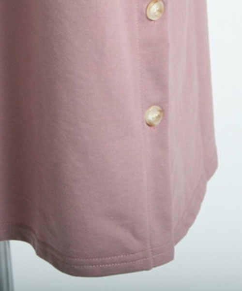 STYLEBLOCK（スタイルブロック）の「サイドボタンスリット5分袖スウェットワンピース（ワンピース・レディース・ブラック/サンドベージュ/グリーン/パープル/ベージュ・M）」の10枚目の写真