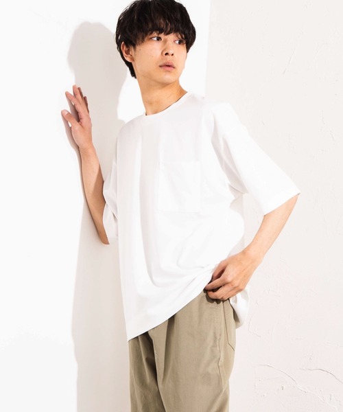 WEGO（ウィゴー）の「WEGO/ポンチドロップショルダービッグシルエット5分袖Tシャツ（Tシャツ/カットソー・メンズ・ブルー系その他/ホワイト/ブラック/ピンク・MEDIUM/LARGE）」の2枚目の写真