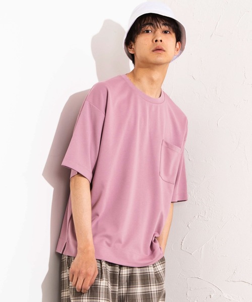 WEGO（ウィゴー）の「WEGO/ポンチドロップショルダービッグシルエット5分袖Tシャツ（Tシャツ/カットソー・メンズ・ブルー系その他/ホワイト/ブラック/ピンク・MEDIUM/LARGE）」の4枚目の写真