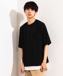 WEGO | WEGO/ポンチドロップショルダービッグシルエット5分袖Tシャツ(Tシャツ/カットソー)