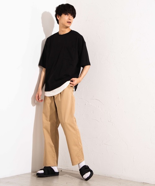 WEGO（ウィゴー）の「WEGO/ポンチドロップショルダービッグシルエット5分袖Tシャツ（Tシャツ/カットソー・メンズ・ブルー系その他/ホワイト/ブラック/ピンク・MEDIUM/LARGE）」の9枚目の写真