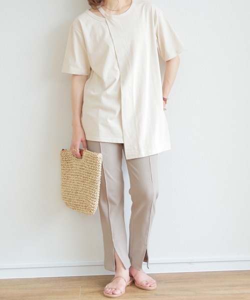 reca（レカ）の「フロントスリットリブパンツ（その他パンツ・レディース・ブラック/グレー/ベージュ・FREE）」の4枚目の写真