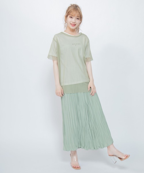 Mysa&Liina（ミーサリーナ）の「ドットチュールトップスSET（Tシャツ/カットソー・レディース・ブラック/オフホワイト/カーキ・M）」の6枚目の写真