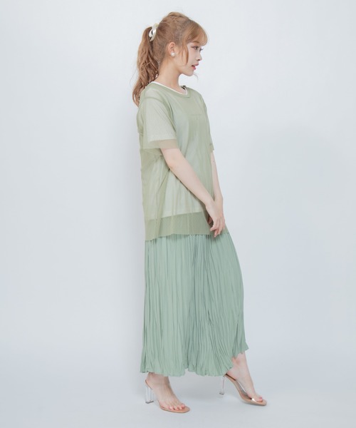 Mysa&Liina（ミーサリーナ）の「ドットチュールトップスSET（Tシャツ/カットソー・レディース・ブラック/オフホワイト/カーキ・M）」の8枚目の写真