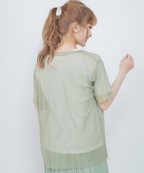 Mysa&Liina（ミーサリーナ）の「ドットチュールトップスSET（Tシャツ/カットソー・レディース・ブラック/オフホワイト/カーキ・M）」の9枚目の写真