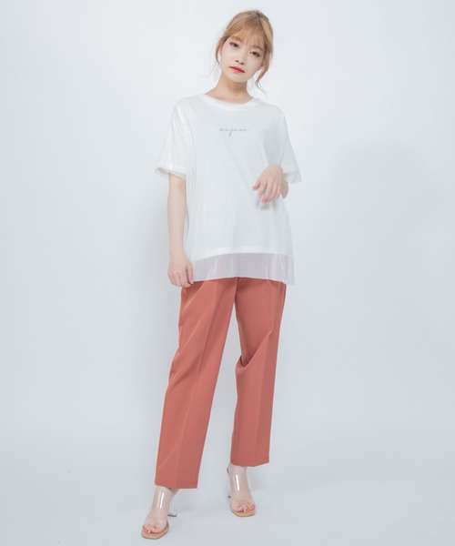 Mysa&Liina（ミーサリーナ）の「ドットチュールトップスSET（Tシャツ/カットソー・レディース・ブラック/オフホワイト/カーキ・M）」の4枚目の写真