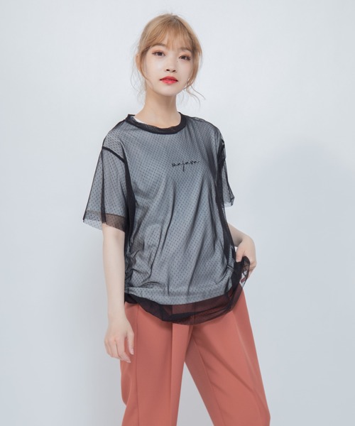 Mysa&Liina（ミーサリーナ）の「ドットチュールトップスSET（Tシャツ/カットソー・レディース・ブラック/オフホワイト/カーキ・M）」の20枚目の写真