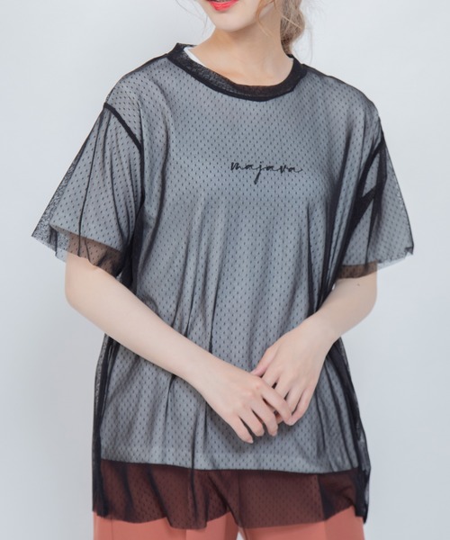 Mysa&Liina（ミーサリーナ）の「ドットチュールトップスSET（Tシャツ/カットソー・レディース・ブラック/オフホワイト/カーキ・M）」の18枚目の写真