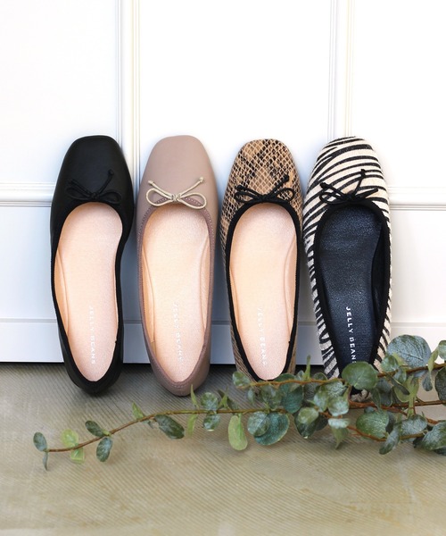 JELLY BEANS（ジェリービーンズ）の「スクエアトゥソフトバレエ(115-29472)JELLY BEANS(ジェリービーンズ)（バレエシューズ・レディース・ゼブラ/グレイッシュベージュ/パイソン/ブラック・23/24/22.5/24.5/23.5）」の2枚目の写真