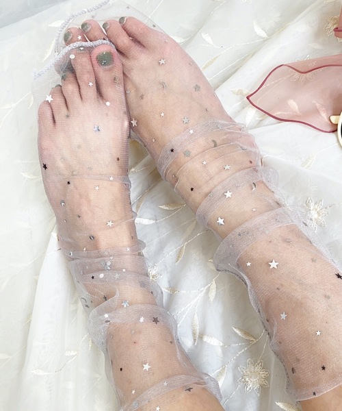 ap retro（アプレトロ）の「スターチュールソックス【ZOZO原定アイテム】（ソックス/靴下・レディース・ホワイト/ブラック/グレー・FREE）」の3枚目の写真