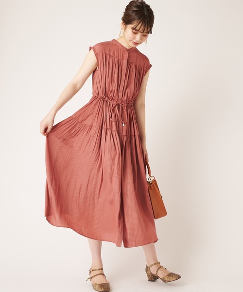 natural couture（ナチュラルクチュール）の「シアーストライプティアードワンピース（ワンピース・レディース・ブラック/ベージュ/グリーン/レンガ・FREE）」の4枚目の写真