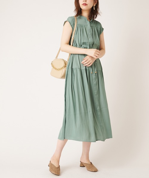 natural couture（ナチュラルクチュール）の「シアーストライプティアードワンピース（ワンピース・レディース・ブラック/ベージュ/グリーン/レンガ・FREE）」の15枚目の写真