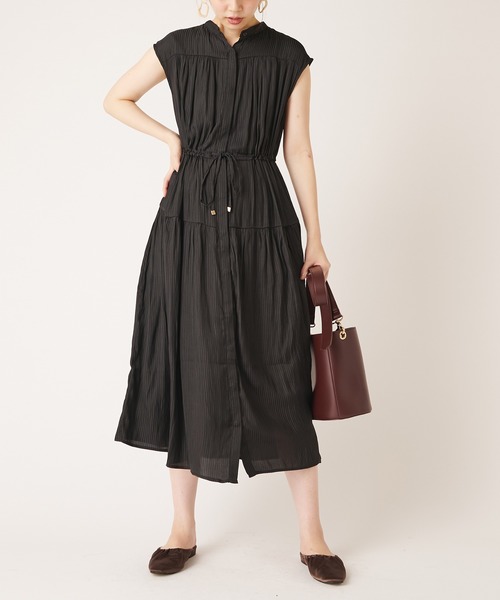 natural couture（ナチュラルクチュール）の「シアーストライプティアードワンピース（ワンピース・レディース・ブラック/ベージュ/グリーン/レンガ・FREE）」の6枚目の写真