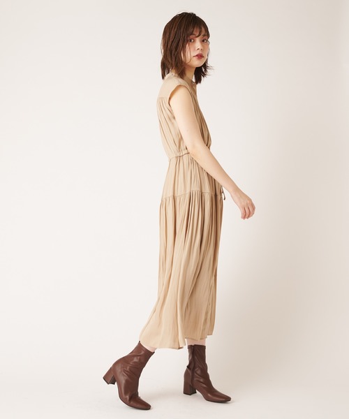 natural couture（ナチュラルクチュール）の「シアーストライプティアードワンピース（ワンピース・レディース・ブラック/ベージュ/グリーン/レンガ・FREE）」の12枚目の写真