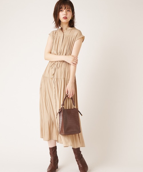 natural couture（ナチュラルクチュール）の「シアーストライプティアードワンピース（ワンピース・レディース・ブラック/ベージュ/グリーン/レンガ・FREE）」の10枚目の写真