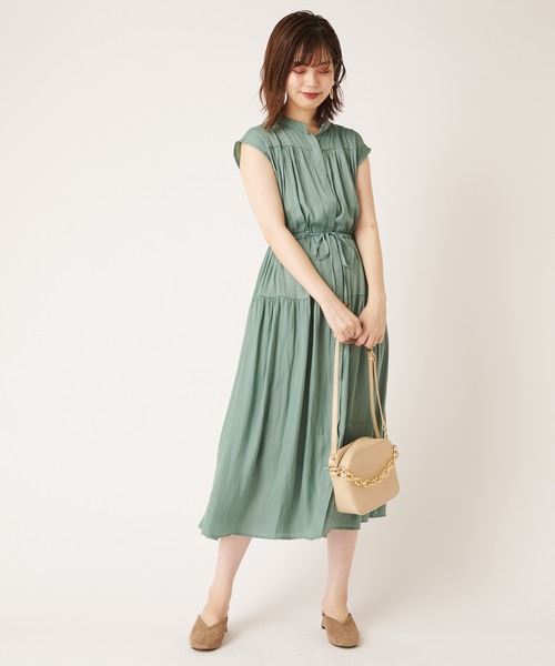 natural couture（ナチュラルクチュール）の「シアーストライプティアードワンピース（ワンピース・レディース・ブラック/ベージュ/グリーン/レンガ・FREE）」の13枚目の写真