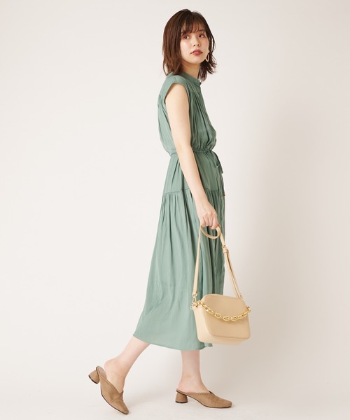 natural couture（ナチュラルクチュール）の「シアーストライプティアードワンピース（ワンピース・レディース・ブラック/ベージュ/グリーン/レンガ・FREE）」の14枚目の写真