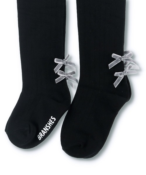 BRANSHES（ブランシェス）の「バックリボン付きタイツ（タイツ/ストッキング・キッズ・ブラック/アイボリー・85cm/75cm/95cm/105cm/120cm/135cm）」の5枚目の写真