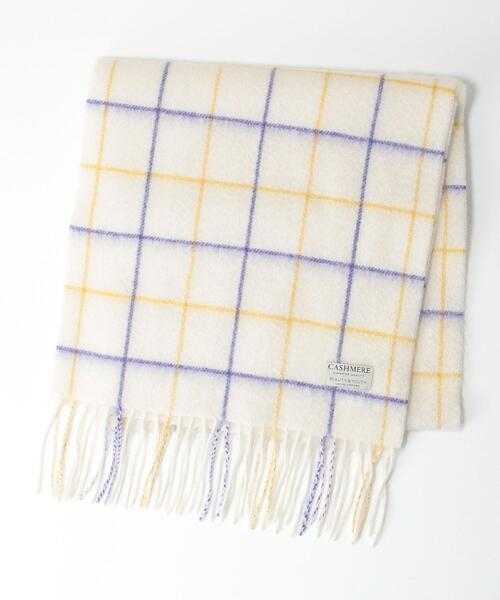 BEAUTY&YOUTH UNITED ARROWS(ビューティーアンドユースユナイテッドアローズ)の「BY ウィンドウペン カシミヤ マフラー(マフラー・メンズ・ブラウン/ネイビー/オフホワイト・FREE)」の1枚目の写真