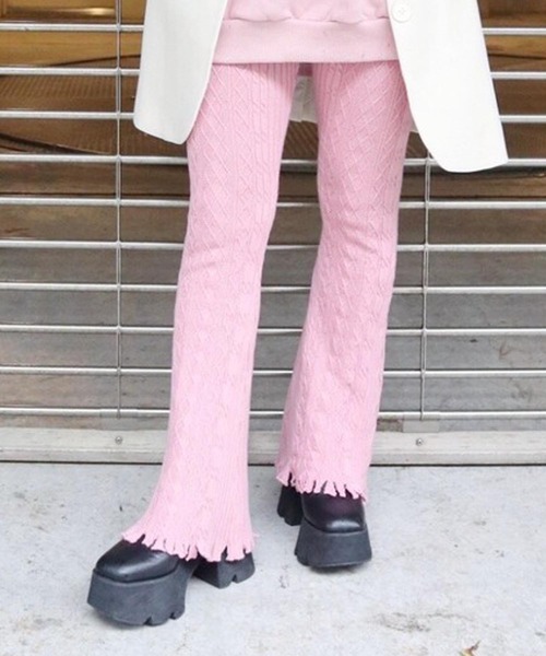 FIG&VIPER（フィグアンドバイパー）の「ニットケーブルフレアPT（その他パンツ・レディース・アイボリー/ピンク/ブラック・FREE）」の15枚目の写真