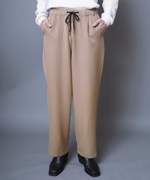 UNIIT(ユニット)の「【UNIIT】T/Rツイルワイドパンツ ワイドシルエット 無地 ウエスト紐仕様(その他パンツ・メンズ・ベージュ/ブラック/ブラウン・MEDIUM/LARGE)」の1枚目の写真