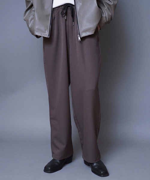 UNIIT(ユニット)の「【UNIIT】T/Rツイルワイドパンツ ワイドシルエット 無地 ウエスト紐仕様(その他パンツ・メンズ・ベージュ/ブラック/ブラウン・MEDIUM/LARGE)」の3枚目の写真