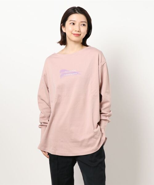 HONEYSUCKLE ROSE(ハニーサックルローズ)の「【HONEYSUCKLE ROSE】スリットプリントロンT(Tシャツ/カットソー・レディース・ブルー/ライム/オフホワイト/ホワイト/ベージュ/ピンク・M/L)」の6枚目の写真