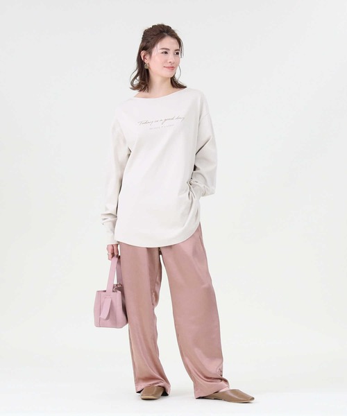 HONEYSUCKLE ROSE(ハニーサックルローズ)の「【HONEYSUCKLE ROSE】スリットプリントロンT(Tシャツ/カットソー・レディース・ブルー/ライム/オフホワイト/ホワイト/ベージュ/ピンク・M/L)」の17枚目の写真