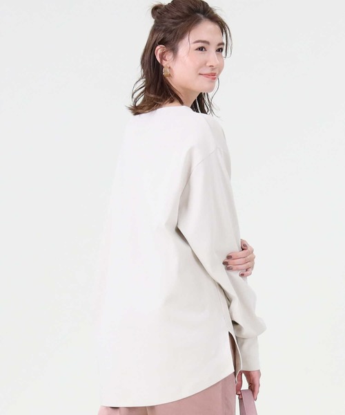 HONEYSUCKLE ROSE(ハニーサックルローズ)の「【HONEYSUCKLE ROSE】スリットプリントロンT(Tシャツ/カットソー・レディース・ブルー/ライム/オフホワイト/ホワイト/ベージュ/ピンク・M/L)」の18枚目の写真