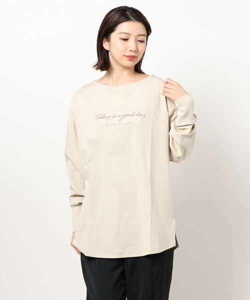 HONEYSUCKLE ROSE(ハニーサックルローズ)の「【HONEYSUCKLE ROSE】スリットプリントロンT(Tシャツ/カットソー・レディース・ブルー/ライム/オフホワイト/ホワイト/ベージュ/ピンク・M/L)」の19枚目の写真