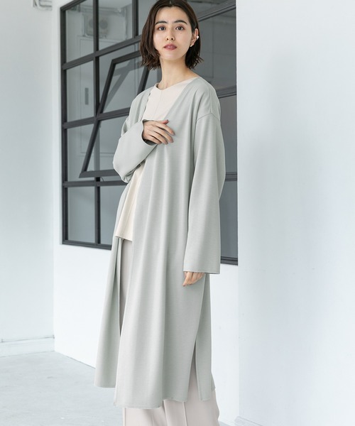 LEPSIM(レプシィム)の「キナガシハオリコート 934809(ノーカラーコート・レディース・ブラック/グレイッシュベージュ/ライトカーキ・FREE/TALL)」の3枚目の写真